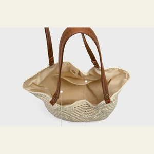 VINEY Open-Knit Resort Tote Bag, snap closure
