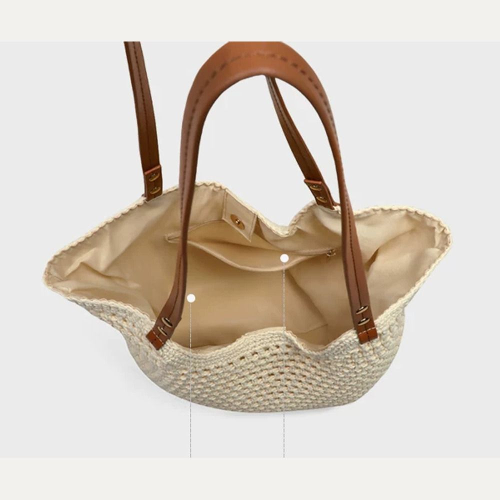VINEY Open-Weave Beach Tote Bag, organized interior