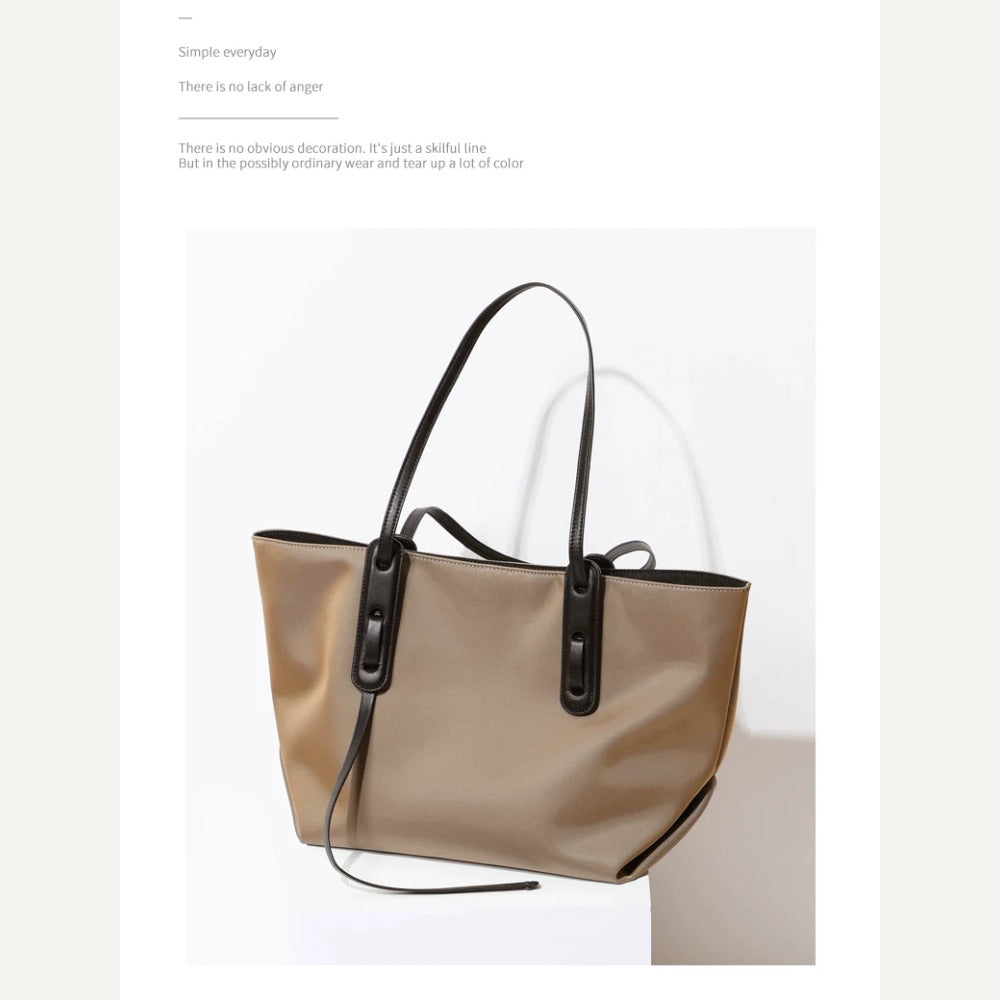 VINEY Lightweight Oxford Tote Bag and Pouch Set in apricot, profile