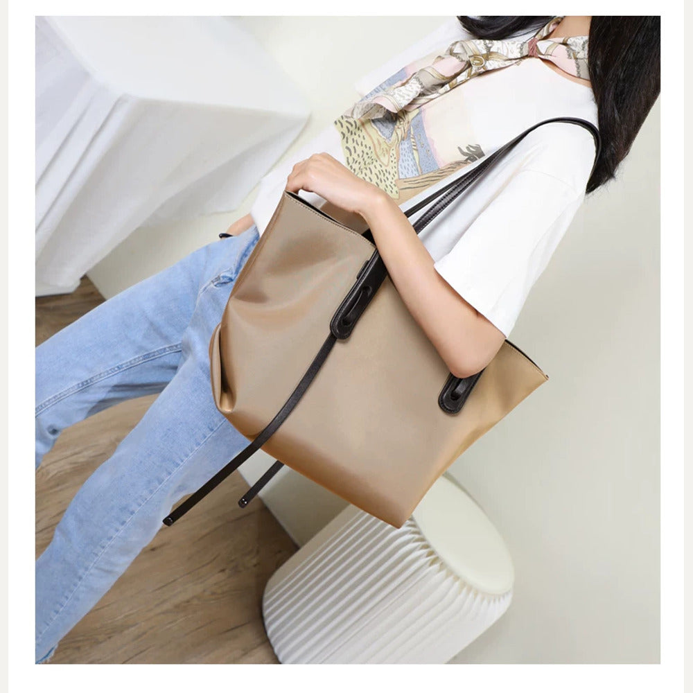 VINEY Lightweight Oxford Tote Bag and Pouch Set, shoulder carry