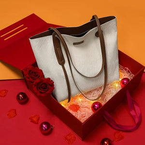 VINEY Quilted Leather Commuter Tote Bag, gift set