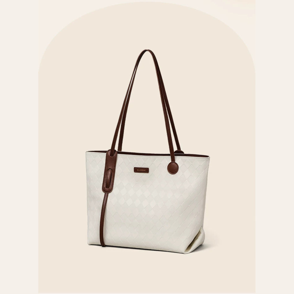 VINEY Quilted Leather Commuter Tote Bag, studio view