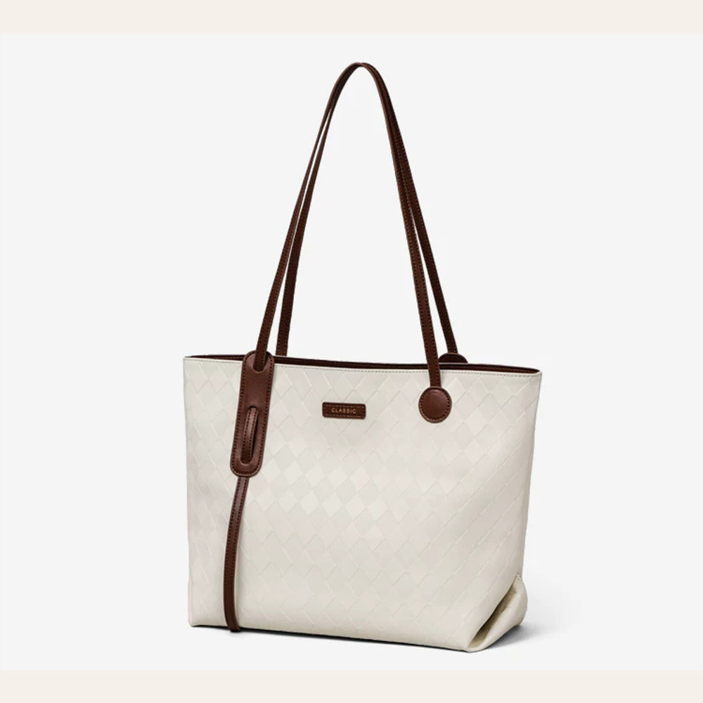 VINEY Quilted Leather Commuter Tote Bag, side view