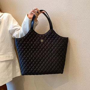 VINEY Quilted Oversized Commuter Tote Bag, hand carry