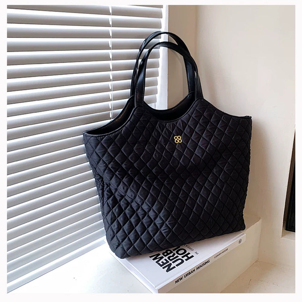VINEY Quilted Oversized Commuter Tote Bag, studio angle