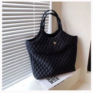 VINEY Quilted Oversized Commuter Tote Bag, studio angle