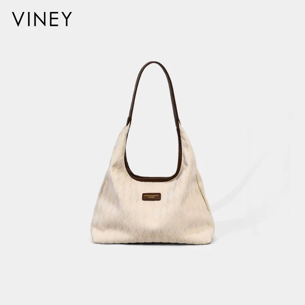 VINEY Quilted Woven Shoulder Tote Bag, studio front view