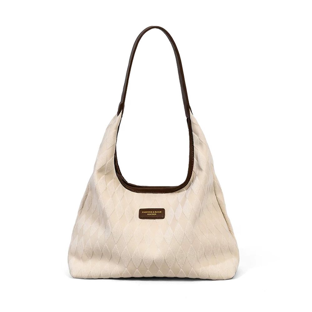 VINEY Quilted Woven Shoulder Tote Bag, clean front view