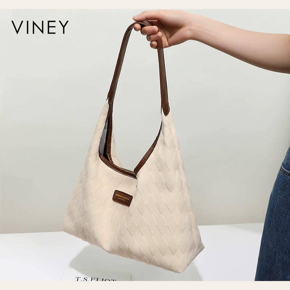 VINEY Quilted Woven Shoulder Tote Bag, hand carry