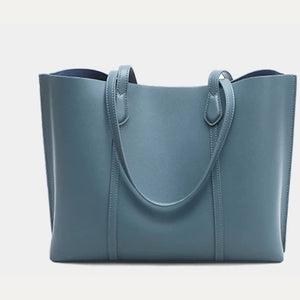 VINEY Reinforced Leather Commuter Tote Bag in blue