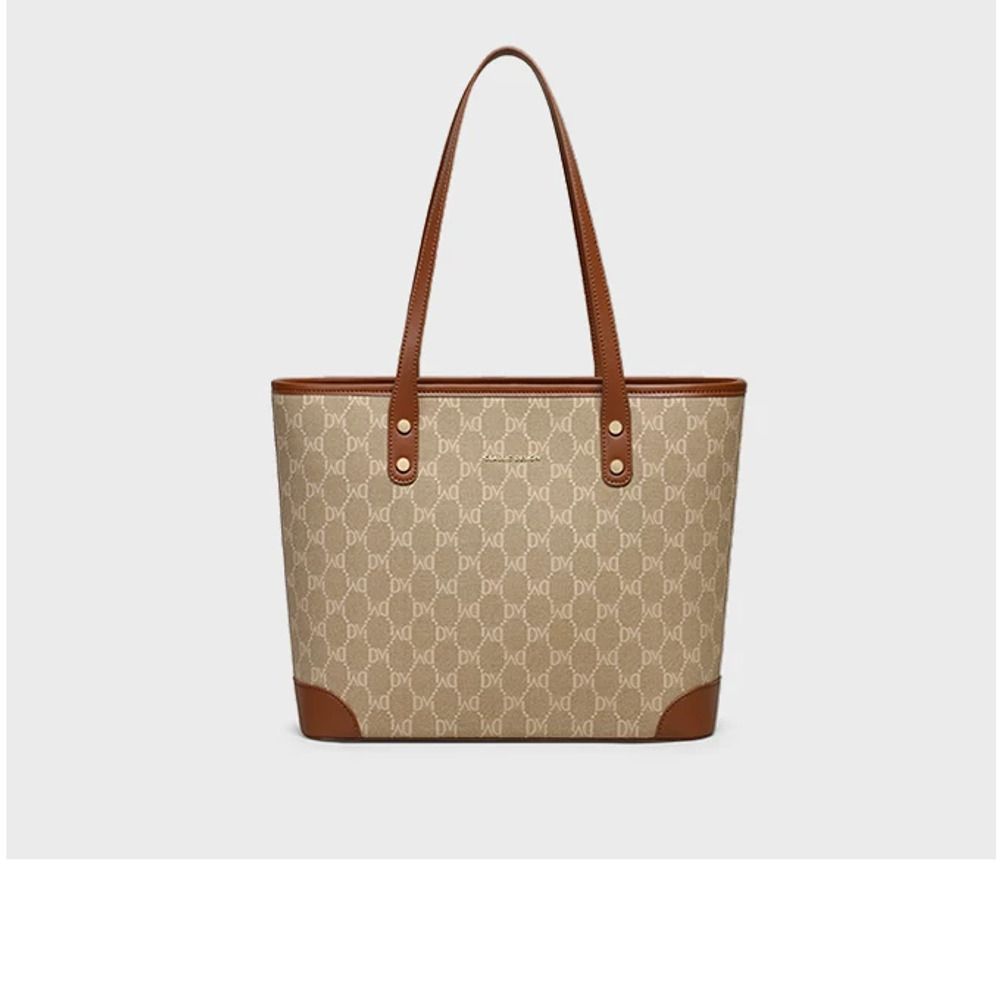 VINEY Rock Brown Monogram Commuter Tote Bag in brown, clean studio