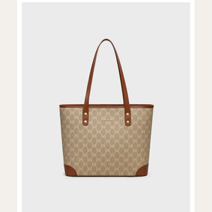 VINEY Rock Brown Monogram Commuter Tote Bag in brown, front view