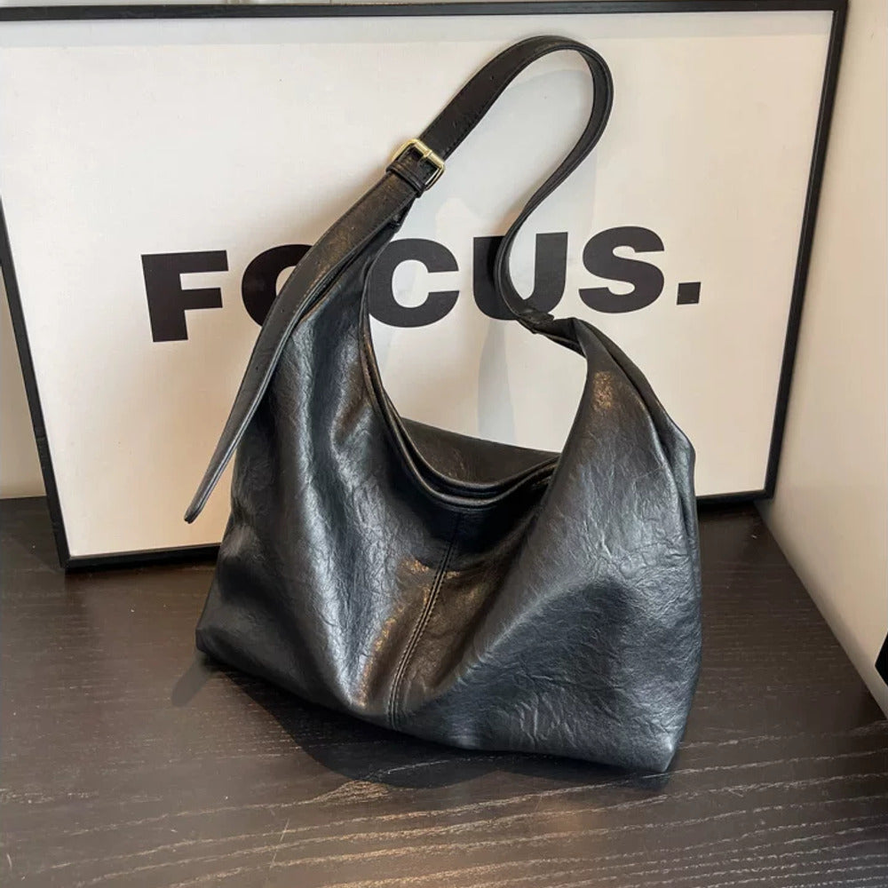VINEY Slouchy Hobo Shoulder Tote Bag in black