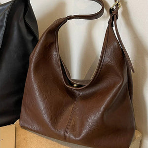 VINEY Slouchy Hobo Shoulder Tote Bag in brown, front view