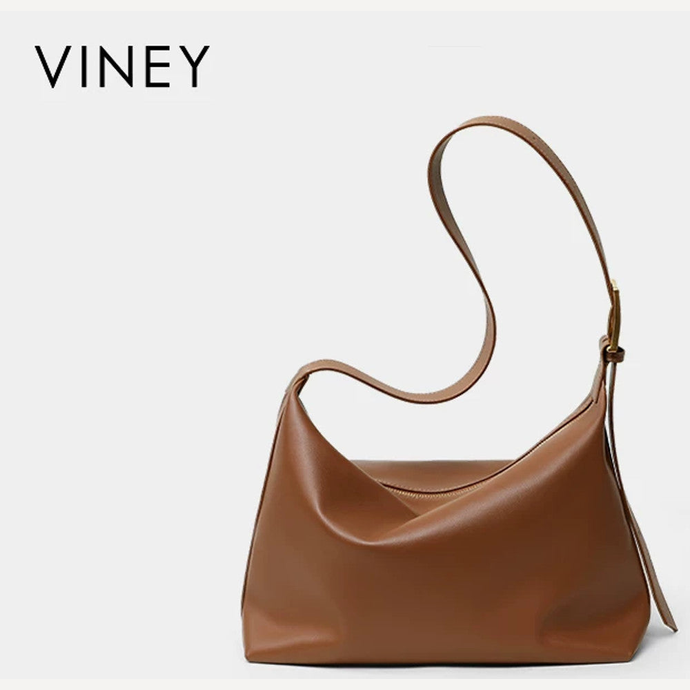 VINEY Genuine Leather Slouchy Hobo Tote Bag