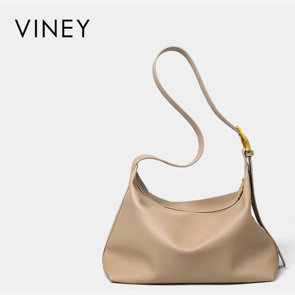 VINEY Genuine Leather Slouchy Hobo Tote Bag