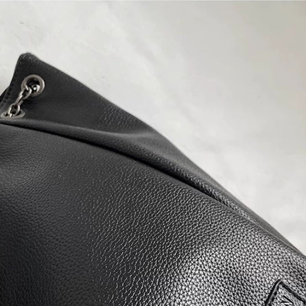 VINEY Soft Leather Chain-Handle Hobo Tote Bag, pebbled texture
