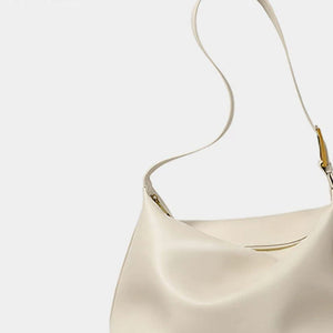 VINEY Soft Leather Hobo Tote Bag in ivory