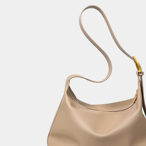 VINEY Soft Leather Hobo Tote Bag in oatmeal