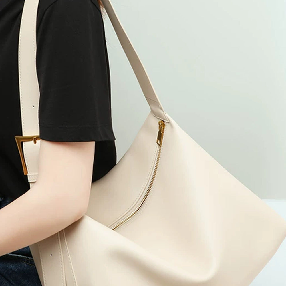 VINEY Soft Leather Hobo Tote Bag, lifestyle view