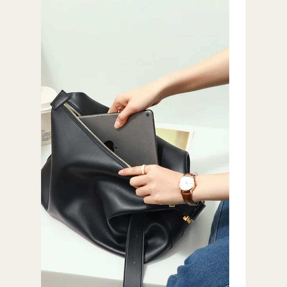 VINEY Soft Leather-Look Hobo Tote Bag, organized interior