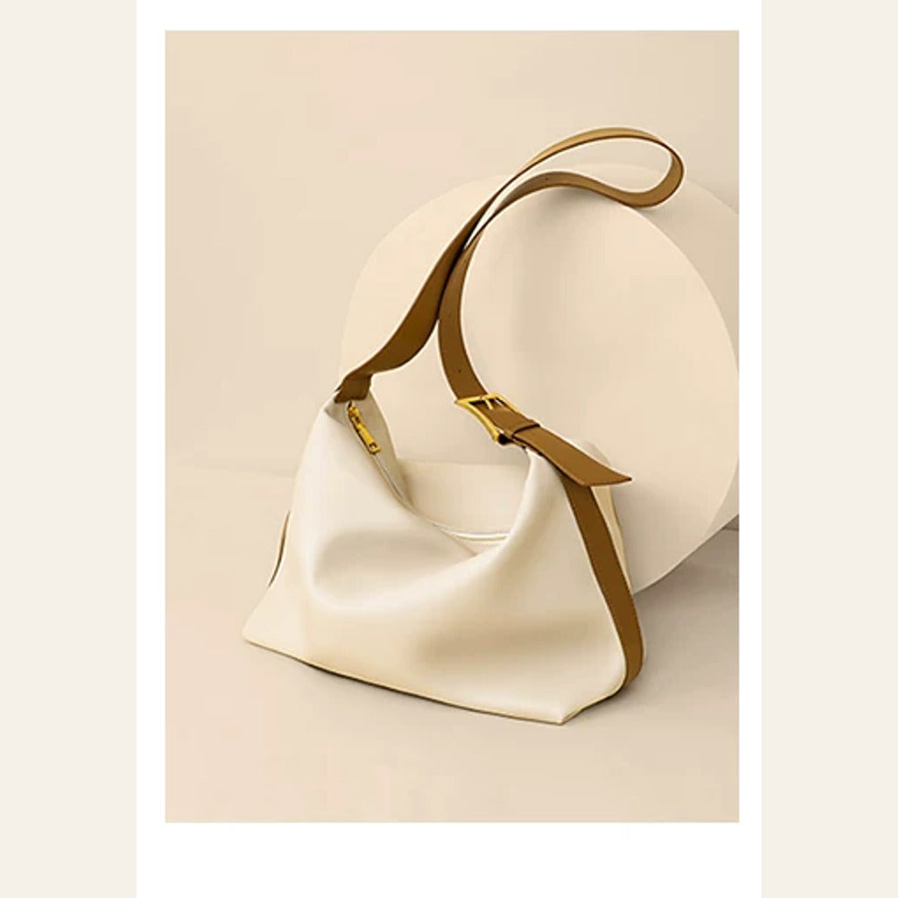 VINEY Soft Leather Slouchy Shoulder Tote Bag in apricot