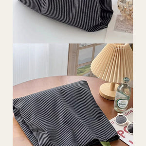 VINEY Striped Multi-Pocket Canvas Tote Bag, foldable design view