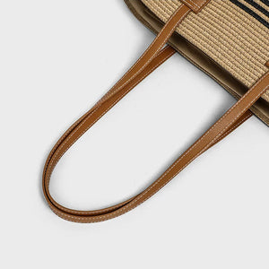 VINEY Striped Woven Beach and Commuter Tote Bag, handles