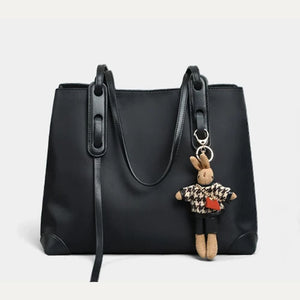 VINEY Structured Woven Commuter Tote Bag in black, front view