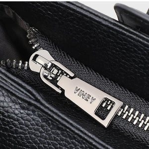 VINEY Woven Leather Commuter Tote Bag, zipper detail