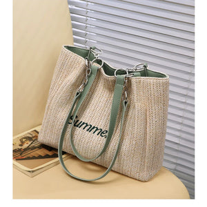 VINEY Lightweight Woven Summer Tote Bag, studio lifestyle