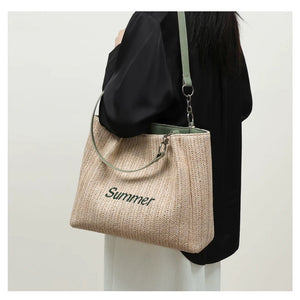 VINEY Lightweight Woven Summer Tote Bag, hand carry
